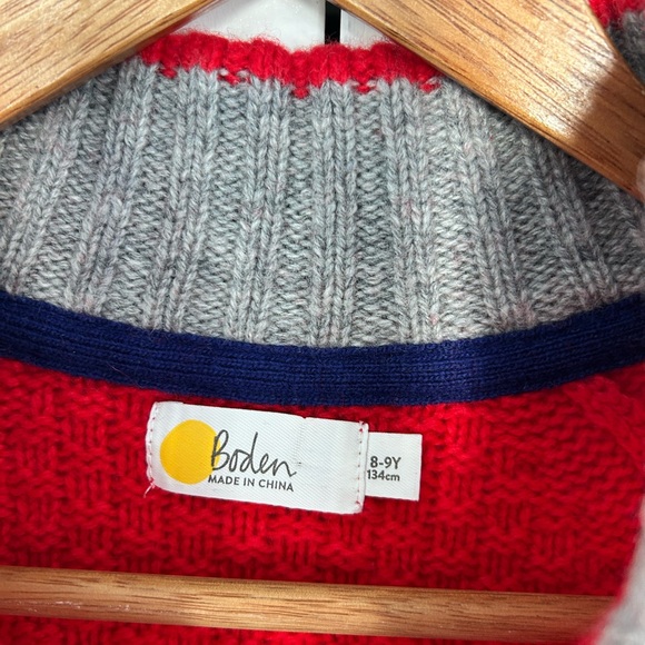 Boden Boys Red Wool  Blend Sweater Collared Half Zip Long Sleeve Size 8-9 Years - Picture 3 of 7